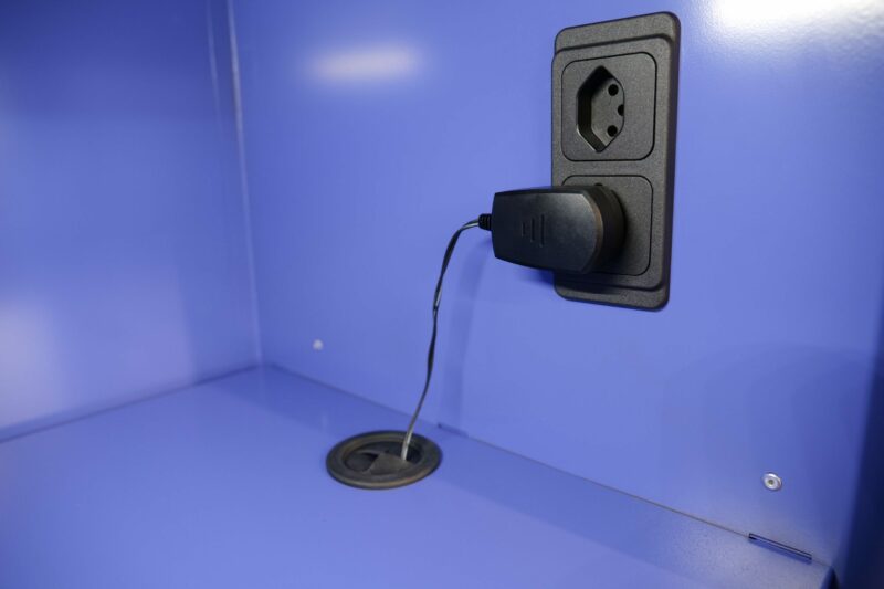 locker for electric scooter charging with cable pass