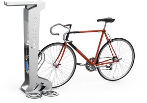 Unterlegkeil mit Fahrrad Galaxie Bike Station „All in One“ Station für 2 Fahrräder – Fahrrad-Aufpump- und Reparaturterminal mit Unterlegkeil