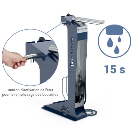 KANGU instructions for using the 15s Wash Station buttons - bike wash and water fountain totem