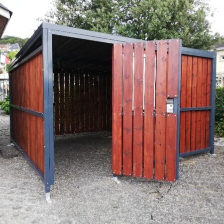 VELPARC wood Caux en Seine square VelPro Steel - semi-closed steel motorcycle bike shelter