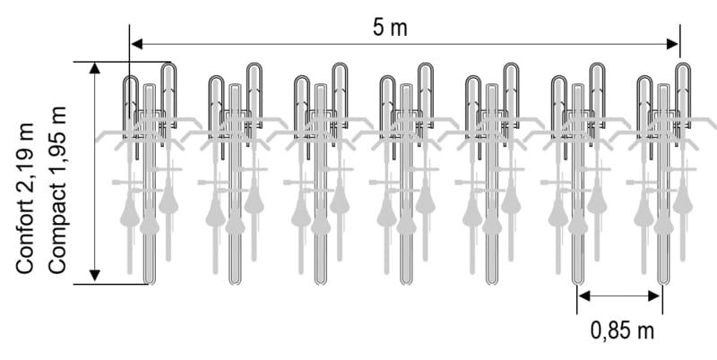 CCLIFE Soporte Bicicletas Suelo Aparcamiento para 2 Bicis con Anchos de  Neumáticos de Hasta 55 mm Aparcabicicletas de Hierro 40 x 32 x 26 cm :  : Bricolaje y herramientas