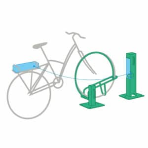 Velec Chargeur 1 estación de carga exterior para bicicleta con cargador seguro en caja cerrada Velo Galaxie Velec Chargeur - estación de carga exterior con caja para cargador de batería